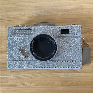 Moderngenic Silver Glitter Camera Clutch or strap ONE OF A KIND